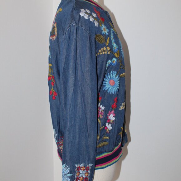 NWT Johnny Was Active Biya JWLA Dionne Snap Front Bomber Jacket Embroidered - Picture 5 of 9